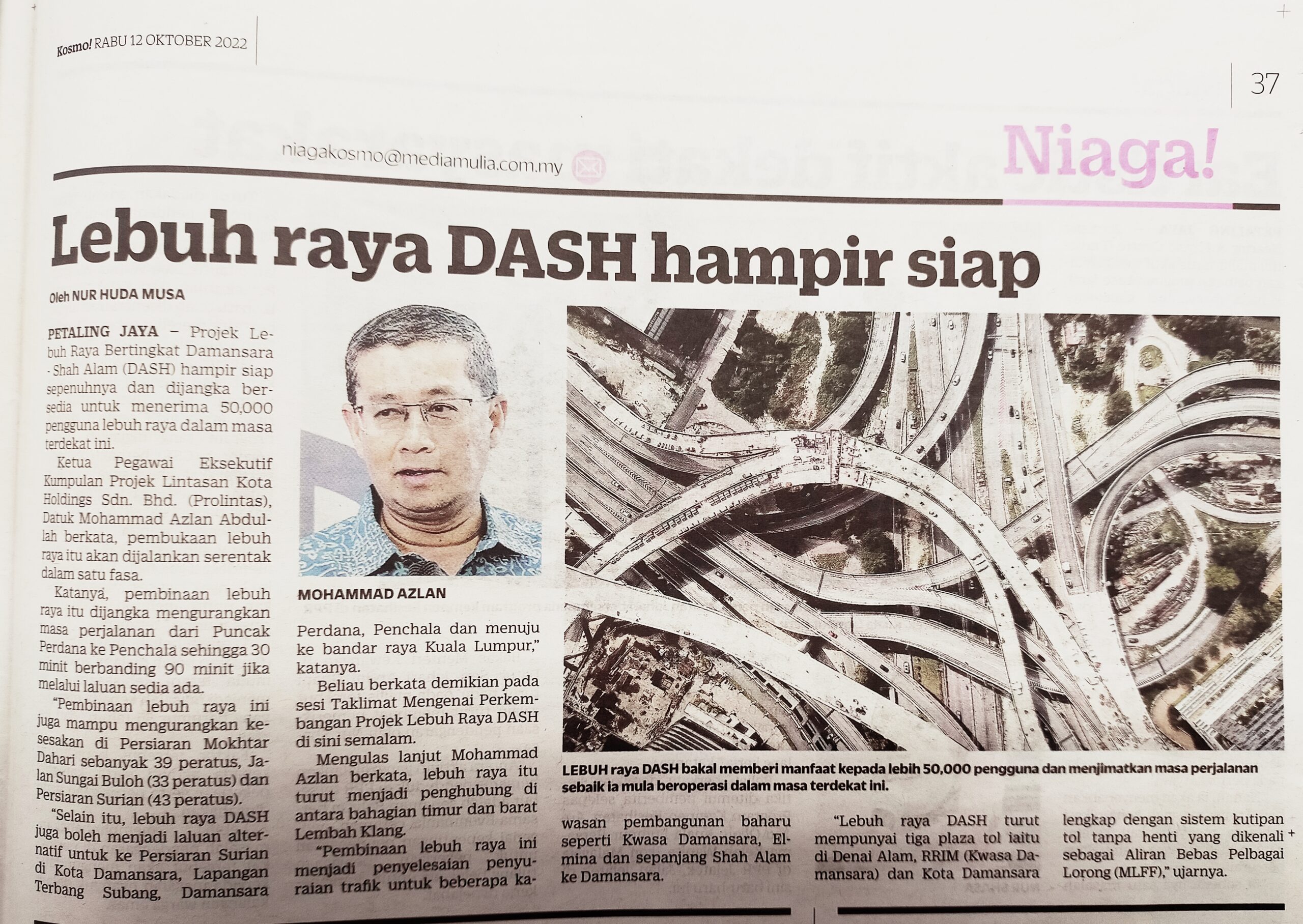 Kosmo! | Lebuh raya DASH hampir siap